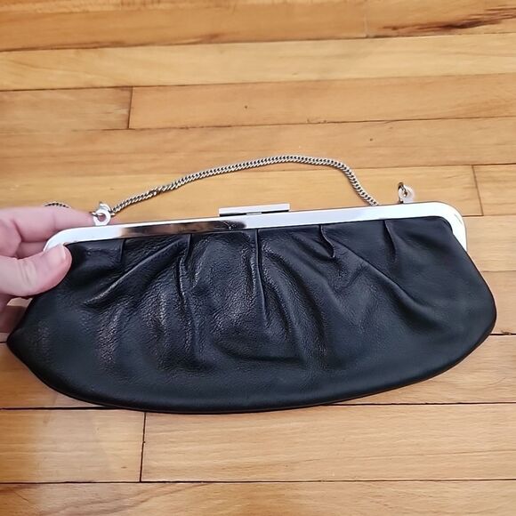 Giani Bernini Clutch Evening Bag Black Silver Chain Strap Snap Close - Picture 6 of 9